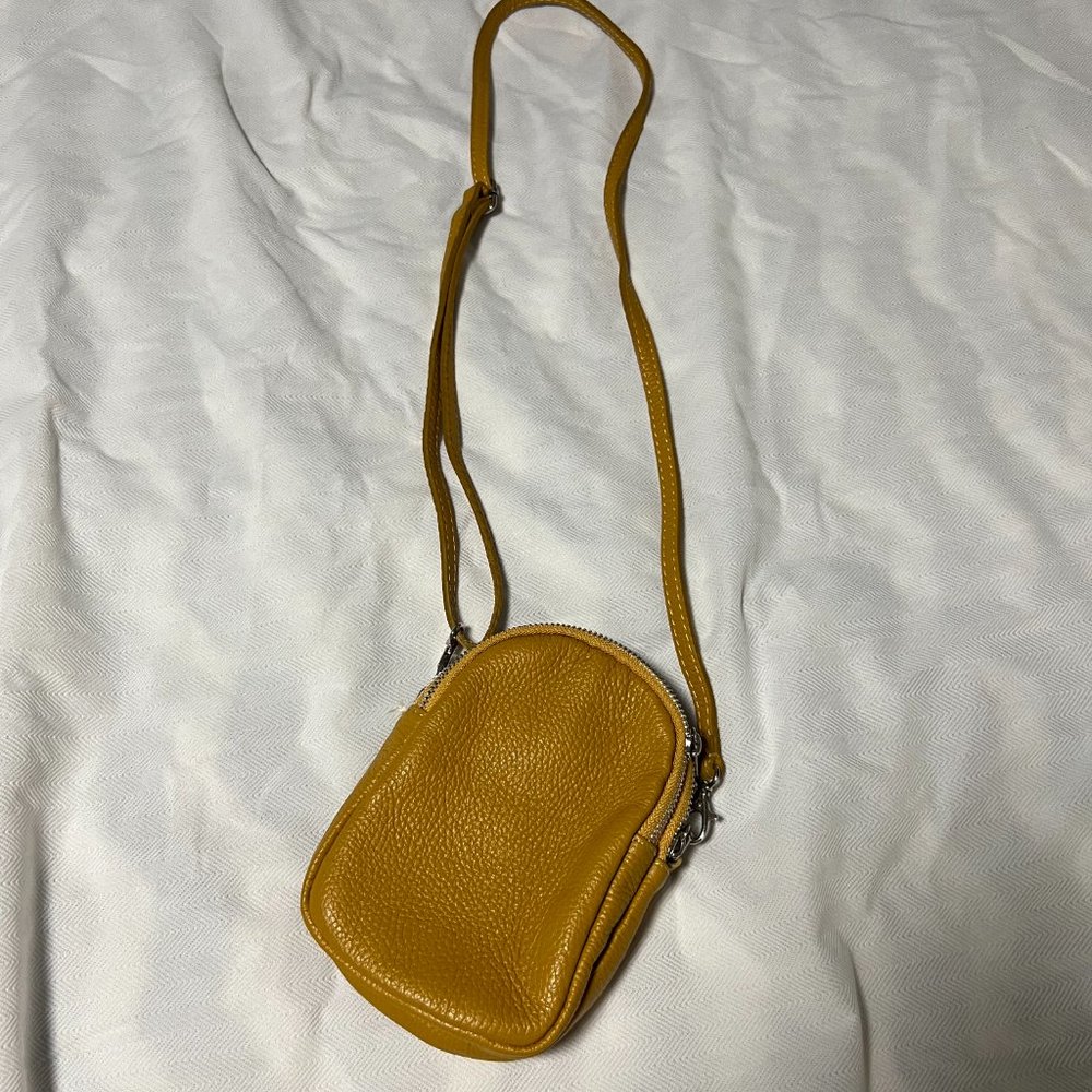 Borse In Pelle Italian Leather Mustard Crossbody Small Bag/Purse